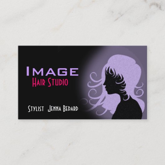 Carte de visite Salon de Coiffure Violet Noir (Devant)