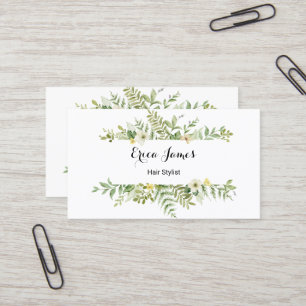 Carte De Visite Salon de feuillage vert aquarelle 