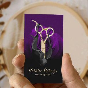 Carte De Visite Salon de Fleur Rose violet de ciseau doré