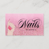 Carte De Visite Salon de la Parties scintillant Red Glam Manicuris (Devant)