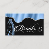 Carte De Visite Salon de la tresse à cheveux Silver & Blue Glam (Devant)