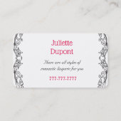 Carte De Visite Salon de lingerie élégant et sur mesure (Dos)