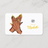 Carte De Visite Salon de l'ongle afro-américain, noir et jaune (Devant)