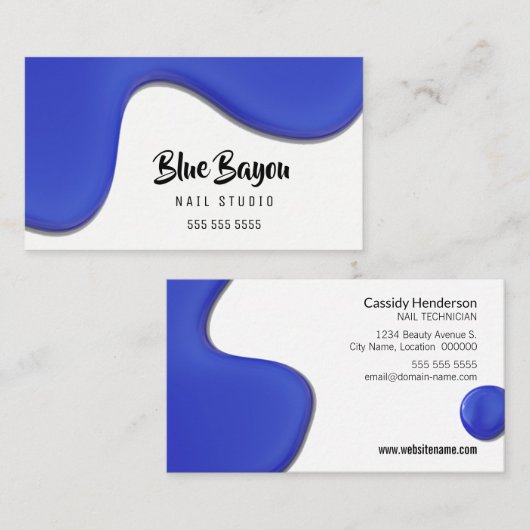 Carte De Visite Salon de l'ongle liquide bleu (Devant / Derrière)