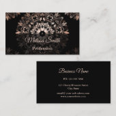 Carte De Visite Salon de Mandala rose Gold Black Floral (Devant / Derrière)