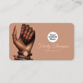 Carte De Visite Salon de manucure afro-américain QR Code (Devant)