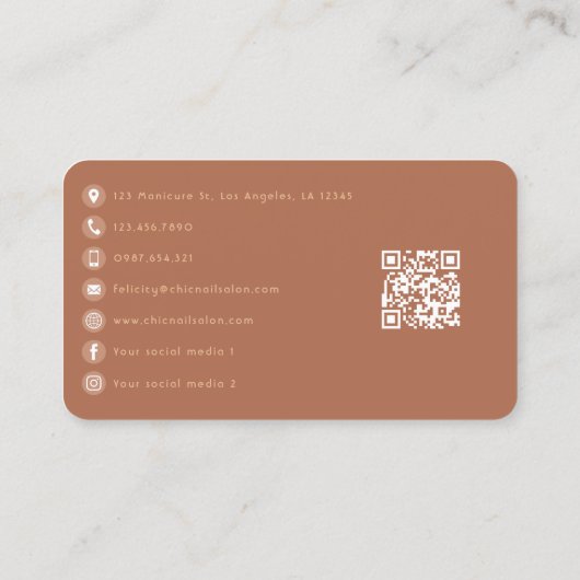 Carte De Visite Salon de manucure afro-américain QR Code (Dos)