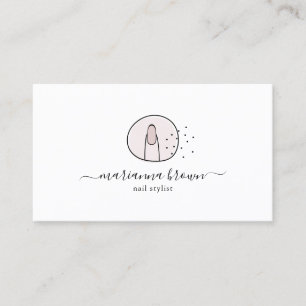 Carte De Visite Salon de manucure girly rose illustration tendance