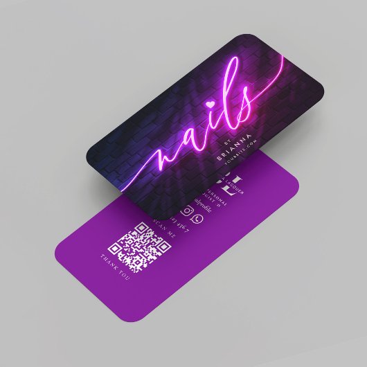 Carte De Visite Salon de Manucure Manucure Neon Purple