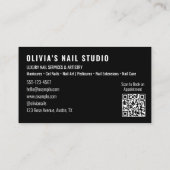Carte De Visite Salon de manucure Qr-Code noir et blanc écriture m (Dos)