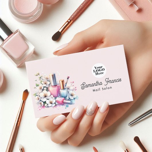 Carte De Visite Salon de manucure rose et blush