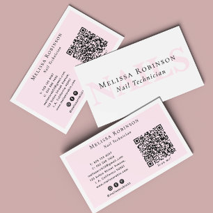 Carte De Visite Salon de Manucure Rose Féminin Moderne pour Profes