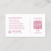 Carte De Visite Salon de manucure Spa Élégant Script Rose Manucure (Dos)