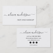 Carte De Visite Salon de maquillage à cheveux simples noir et blan (Devant / Derrière)