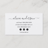 Carte De Visite Salon de maquillage à cheveux simples noir et blan (Dos)