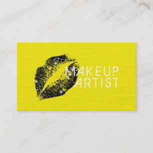 Carte De Visite Salon de Maquillage Artistique Lèvres Noires Éléga