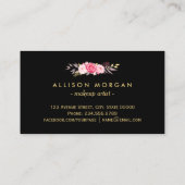 Carte De Visite Salon de maquillage Beauty Script Black Gold Flora (Dos)