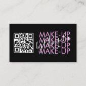 Carte De Visite Salon de maquillage Code QR Script rose noir (Devant)