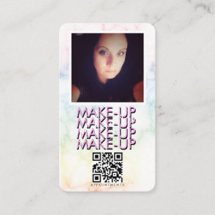Carte De Visite Salon de maquillage de marbre QR Code Photo