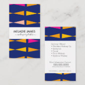 Carte De Visite Salon de maquillage géométrique bleu rose (Devant / Derrière)