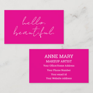 Carte De Visite Salon de maquillage Hello Beautiful Rose Chaud