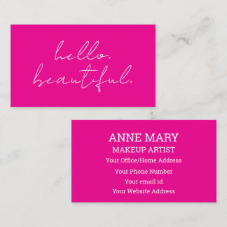 Carte De Visite Salon de maquillage Hello Beautiful Rose Chaud