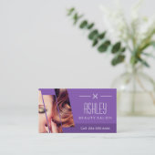 Carte De Visite Salon de maquillage pour filles de mode violet cla (Debout devant)