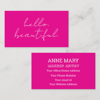 Carte De Visite Salon de maquillage rose chaud Hello Beautiful