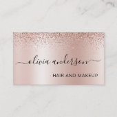 Carte De Visite Salon de maquillage rose Gold Parties scintillant (Devant)