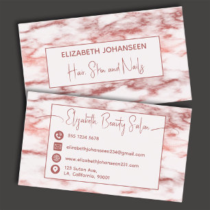 Carte De Visite Salon de maquillage Rose Marbre blanc tendance