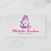 Carte De Visite Salon de maquillage rose violet (Devant)