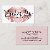 Carte De Visite Salon de maquillage sur mesure Rose Gold Lips (Devant / Derrière)
