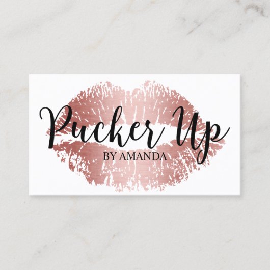 Carte De Visite Salon de maquillage sur mesure Rose Gold Lips (Devant)