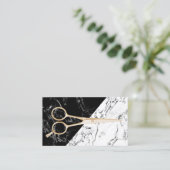 Carte De Visite Salon de marbre élégant de ciseaux d'or de (Debout devant)