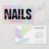 Carte De Visite Salon de ongle holographique | Nail Tech | Stylist (Devant / Derrière)