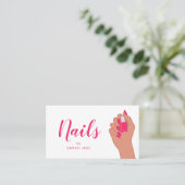 Carte De Visite Salon de ongle rose Fuschia Moderne (Debout devant)