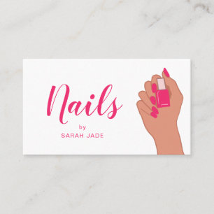 Carte De Visite Salon de ongle rose Fuschia Moderne
