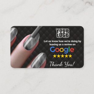 Carte De Visite Salon de ongles Google Modèle de révision avec QR