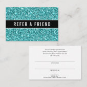 Carte De Visite Salon de Parties scintillant bleu brillant Client  (Devant / Derrière)