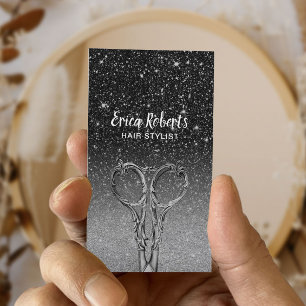 Carte De Visite Salon de Parties scintillant moderne Black & Silve