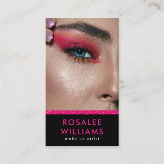 Carte De Visite Salon de Parties scintillant moderne rose (Devant)