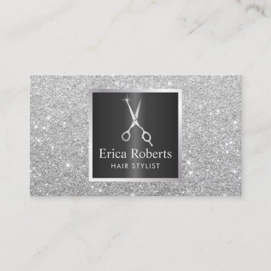 Carte De Visite Salon de Parties scintillant Silver tendance cisea (Devant)