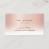 Carte De Visite Salon de ski Spa Esthétique Rose Gold Pastel (Dos)
