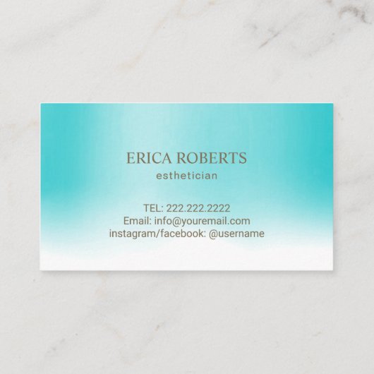 Carte De Visite Salon de soins de la peau Spa Esthétique Turquoise (Dos)
