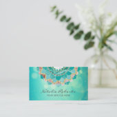 Carte De Visite Salon de Spa moderne Turquoise & Gold Mandala (Debout devant)
