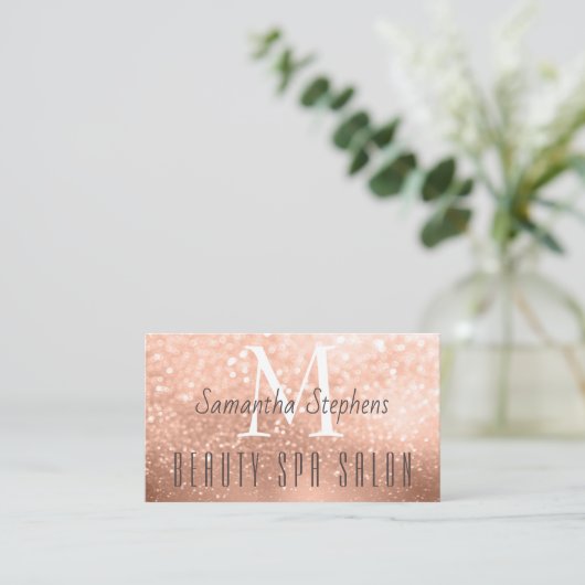 Carte De Visite Salon de SPA pour Parties scintillant en or Rose (Debout devant)