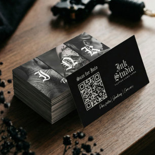 Carte De Visite Salon de tatouage gothique noir vintage Art de l'e