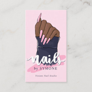 Carte De Visite Salon de technicien en ongles Branché Logo Blush