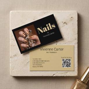 Carte De Visite Salon de technicien en ongles photo typographie Or