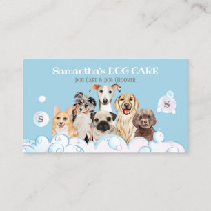 Carte De Visite Salon de toilettage Blue Dog Spa Bubble Bathing